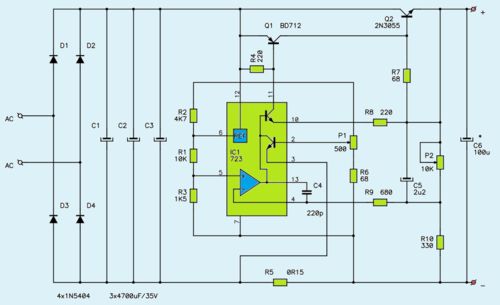 1V-27V 3A可变直流电源电路图及集成电路设计分析